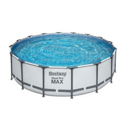 BESTWAY POOL Steel Pro MAX Frame Komplett-Set mit Filterpumpe + Sicherheitsleiter, Abdeckplane, rund, 366 / 427 / 488 x122