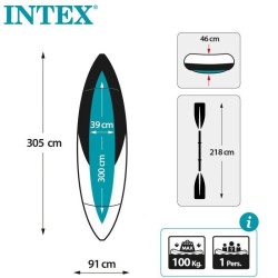 Schlauchboot INTEX Boot Excursion Pro K1 Kajak Ruderboot mit Padel und Pumpe