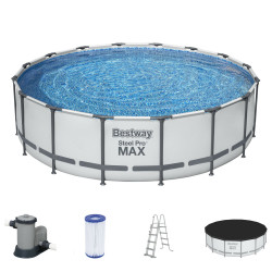 Bestway Swimming Pool 488x122cm Frame Pool Steel Pro MAX Schwimmbad mit Filteranlage