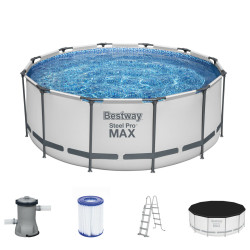 Bestway Swimming Pool 366x122 Steel Pro MAX Pool Rund Schwimmbecken mit Filteranlage