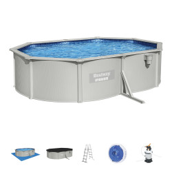 Bestway Hydrium Schwimmbad 500 x 360 x 120 cm Stahlwandbecken mit Sandfilteranlage und Poolleiter