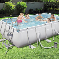 Bestway Swimming Pool 404x201x100cm Power Steel Pool Schwimmbecken mit Filteranlage und Poolleiter