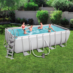 Bestway Swimming Pool 488x244x122cm Power Steel Frame Pool Schwimmbad mit Poolpumpe