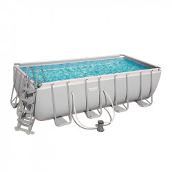 Bestway Swimming Pool 488x244x122cm Power Steel Frame Pool Schwimmbad mit Poolpumpe