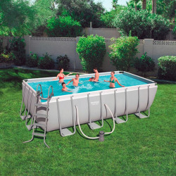 BESTWAY POOL Power Steel 412 x 201 x 122 cm Pool-Set mit Filterpumpe + Sicherheitsleiter