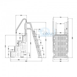 OKU 4-stufige Pooltreppe mit 5 Stufiger Poolleiter aus Kunststoff für Aufstellpools