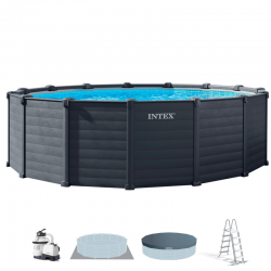 Pool Schwimmbad Schwimmbecken Intex Graphite Grey Ø478x124cm mit Sandfilteranlage