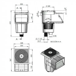 Skimmer 15L. Standardmund für Betonbecken AstralPool