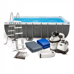 INTEX Ultra XTR Frame Pool Schwimmbad mit Sandfilteranlage und Poolleiter